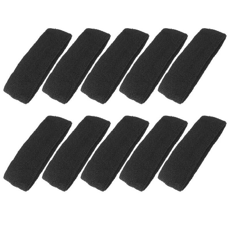 Mallofusa ? 10 PCS Cotton Sports Basketball Headband/Sweatband Head Sweat Band/Brace Gift Party Outdoor Activities (Black) - Image 1
